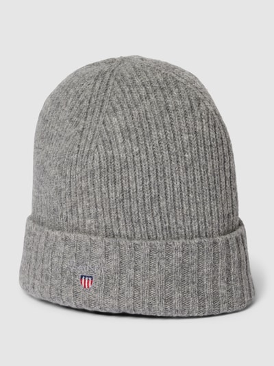 Gant Beanie mit Label-Stitching Modell 'LINED' Dunkelgrau Melange 1