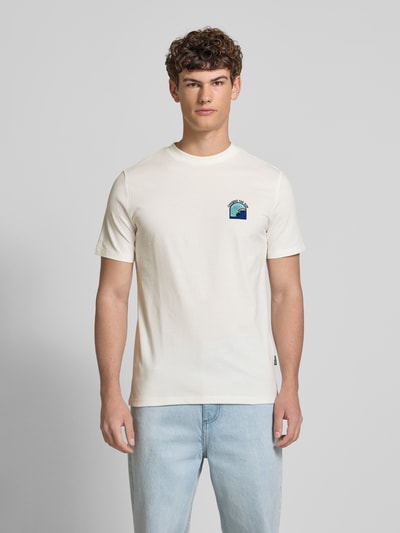 Blend T-Shirt mit Motiv- und Statement-Stitching Modell 'JOBBE' Weiss 4