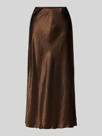 MaxMara Leisure Midirok in glanzend design, model 'ALESSIO' Lichtbruin - 1