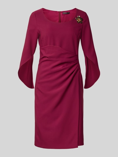 Vera Mont Knielange cocktailjurk met applicatie Bordeaux - 2