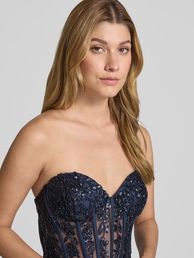 Laona Abendkleid mit Pailletten und Perlen Dunkelblau 3