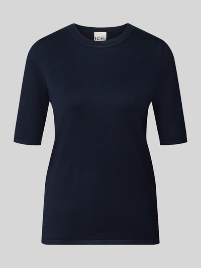 Produktfoto, Regular Fit Pullover in Strick-Optik Modell "LULS" van ICHI, Viscosemix, met korte mouwen, tricotlook, ronde hals, ruglengte maat S 60 cm, mouwlengte maat S 27 cm.