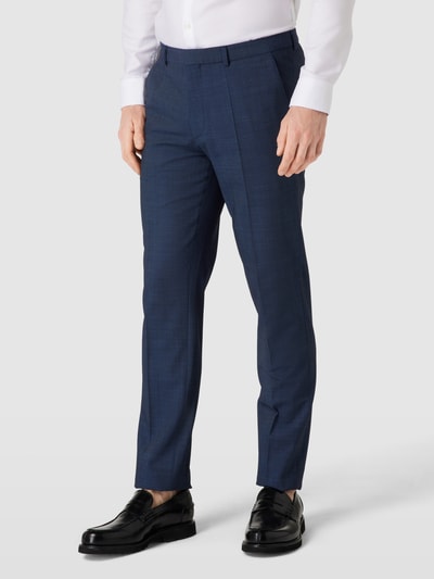 HUGO Slim fit pantalon met scheerwol, model 'Hesten' Donkerblauw - 4