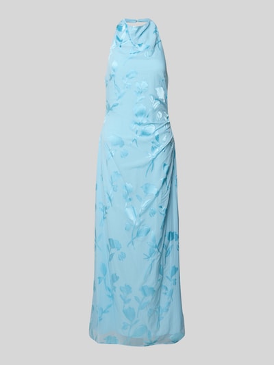 Produktfoto, hellblaues Neckholder-Maxikleid Modell 'della' von Forever New mit floralem Muster, Mix aus Viskose und glattem Stoff