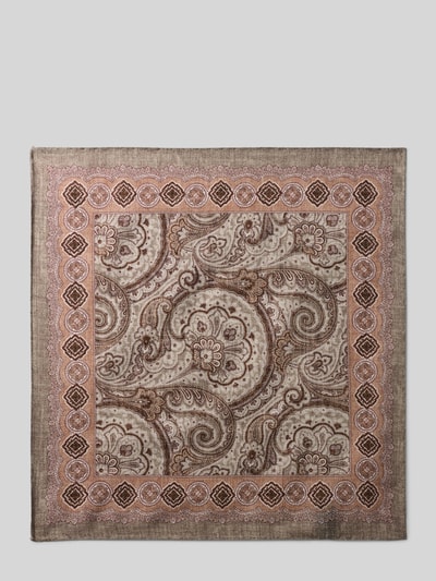 Productfoto, pochet van heren van Verugia, mix van katoen en zijde, rechthoekige pasvorm, model 'Paisley', all-over paisleyprint