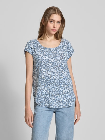 Only Regular Fit Blusentop mit Rundhalsausschnitt Modell 'VIC' Jeansblau 4