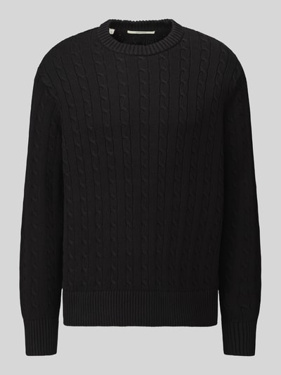 Selected Pullover mit Zopfstrickstruktur Black 2