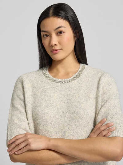 s.Oliver BLACK LABEL Boxy Fit Strickpullover mit kurzem Arm und Woll-Anteil Hellgrau 3