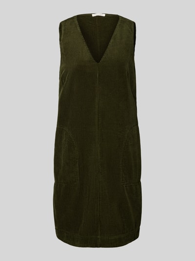 Christian Berg Woman Knielanges Kleid aus Cord mit V-Ausschnitt Dunkelgruen 2