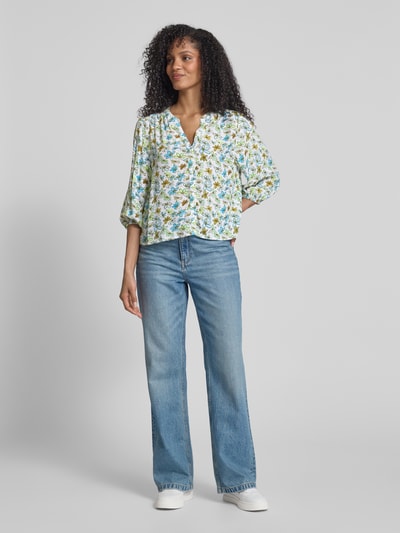 Tom Tailor Denim Loose Fit Bluse mit Allover-Muster Offwhite 1