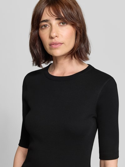 DRYKORN T-shirt w efekcie prążkowania model 'SELAY' BLACK 3