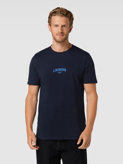 Lindbergh T-shirt met labelprint en ronde hals Marineblauw - 4