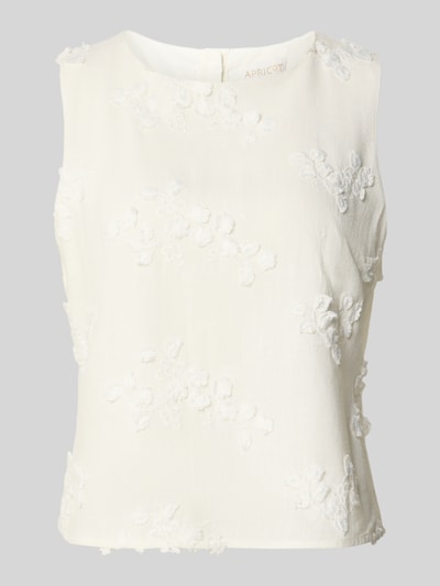 Apricot Blusentop aus Viskose-Leinen-Mix mit Stitchings Offwhite 2