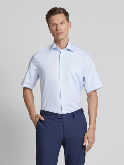 Eterna Comfort fit zakelijk overhemd met all-over motief Bleu - 4