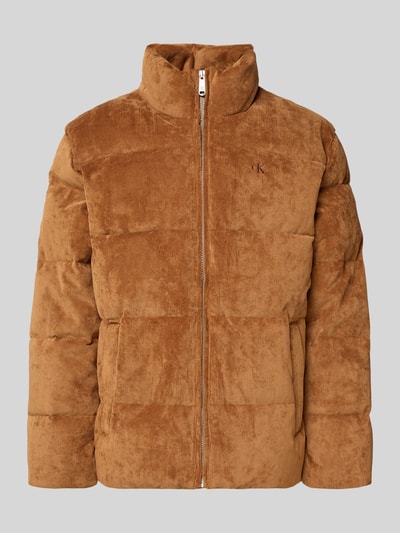 Calvin Klein Jeans Steppjacke aus Cord mit Stehkragen und Label-Stitching Cognac 2