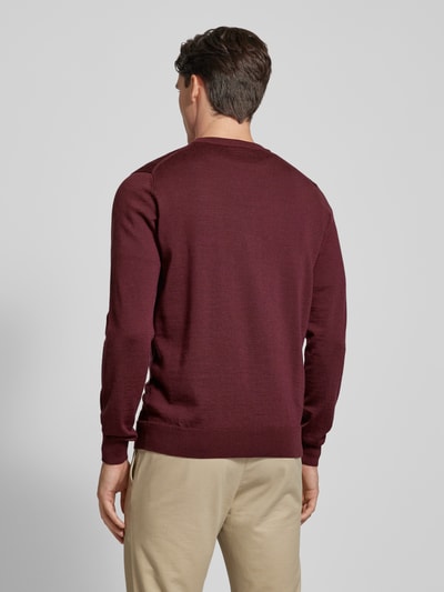 Lacoste Gebreide pullover van zuivere wol met logopatch Bordeaux - 5