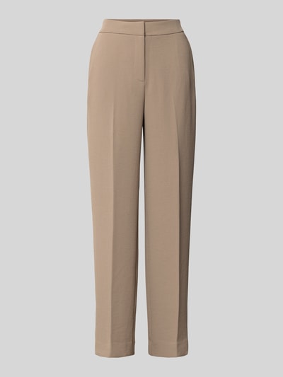 Produktfoto, Straight Fit Hose mit Bügelfalten Modell 'Dani' von Forever New in Beige, feine Struktur, mittlere Bundhöhe, glatte Oberfläche
