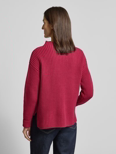 Selected Femme Regular fit pullover met turtleneck van katoenmix, model 'SELMA' Kersenrood - 5