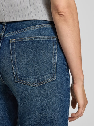 MANGO Straight Fit Jeans im Used-Look Modell 'MIAMI' Dunkelblau 3
