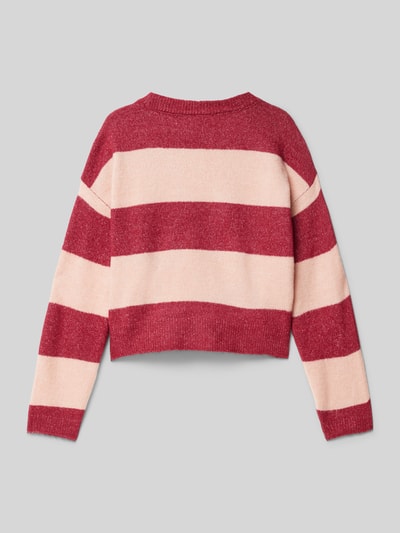 Only Regular Fit Strickpullover mit meliertem Streifenmuster Modell 'TALIO' Rosa 3