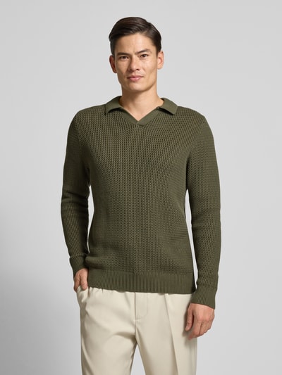 MCNEAL Gebreide pullover met ribboorden Kaki - 4