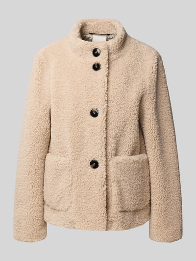 Produktfoto, Regular Fit Jacke mit Stehkragen von Fuchsschmitt, Futerko w kolorze beżowym, nakładane kieszenie, listwa guzikowa, krój regular fit, stójka, długość tyłu 59 cm, szerokość ramion 43 cm, szerokość w rozmiarze 52 cm, długość rękawów 63 cm