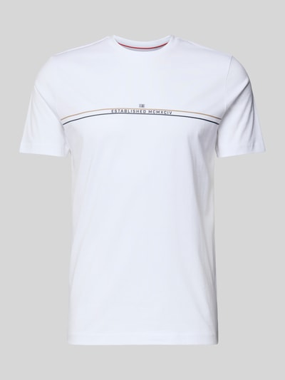 Produktfoto, Regular Fit T-Shirt mit Logo-Print von Christian Berg Men in Weiß, reine Baumwolle, Rundhalsausschnitt, schlichte Optik