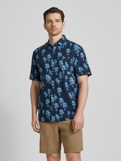 Tom Tailor Regular fit vrijetijdsoverhemd met all-over motief Marineblauw - 4