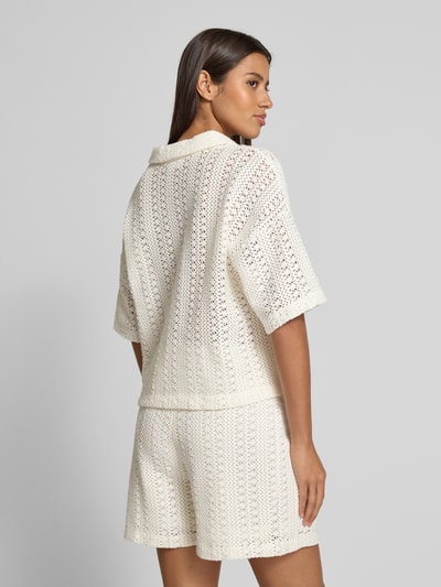 Jake*s Casual T-Shirt mit Lochstickerei Offwhite 5