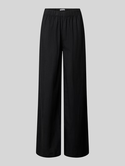 Review Spodnie materiałowe z szeroką nogawką i elastycznym pasem Czarny 2