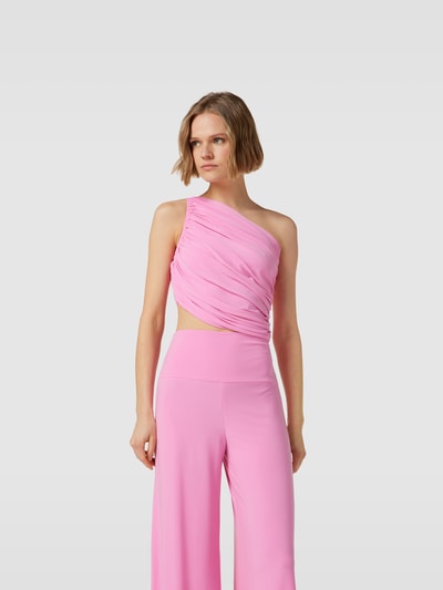 Norma Kamali Crop Top im One-Shoulder-Look Pink 4