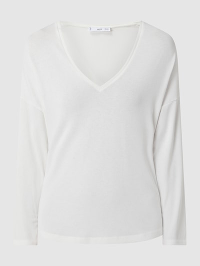 Mango Relaxed Fit Pullover mit Viskose-Anteil Modell 'Piceasy' Weiss 2