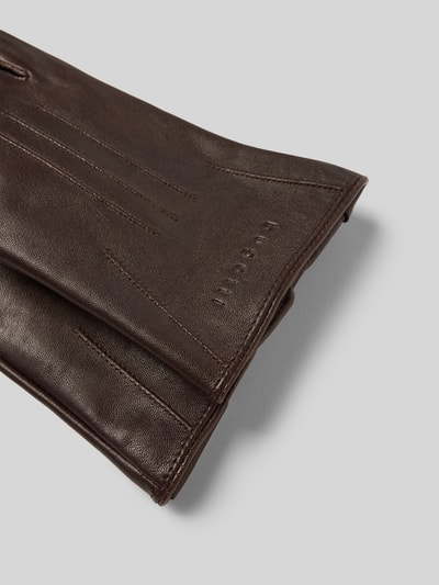 bugatti Rękawiczki z detalem z logo Ciemnobrązowy 2