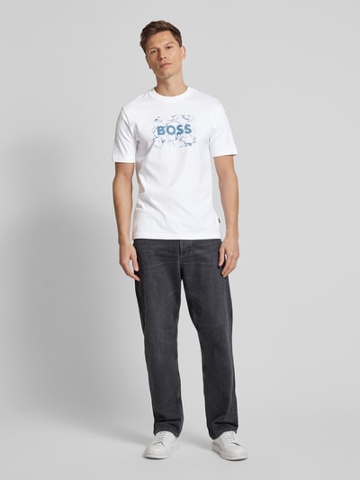 BOSS Orange T-Shirt mit Label-Print Weiss 1