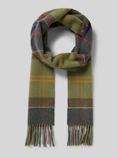 Barbour Schal mit Fransen aus Kaschmir Oliv 1
