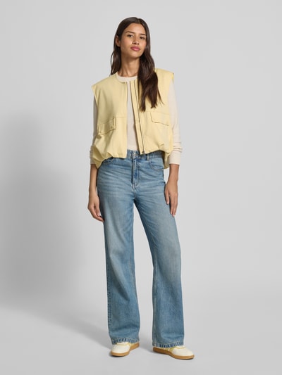 ICHI Gilet met viscose en klepzakken, model 'KATE' Pastelgeel - 1