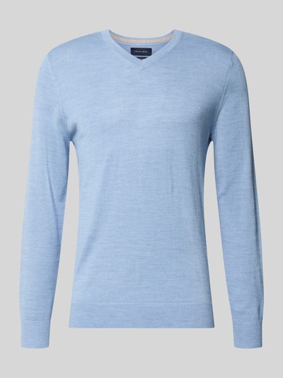 Christian Berg Men Strickpullover aus Woll-Mix mit V-Ausschnitt Hellblau Melange 1