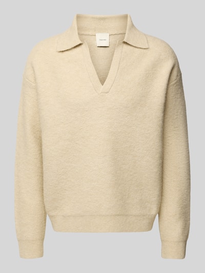 CK Calvin Klein Strickpullover mit V-Ausschnitt Offwhite 2