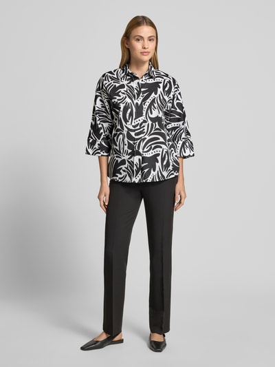Christian Berg Woman Bluse mit verdeckter Knopfleiste und 3/4-Arm Black 1