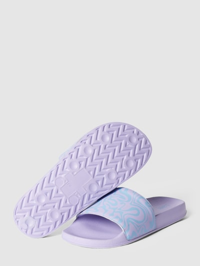 Jake*s Casual Slides mit Statement-Print Flieder 5