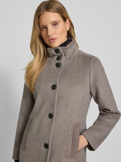 s.Oliver RED LABEL Slim fit lange jas met wol Taupe gemêleerd - 3