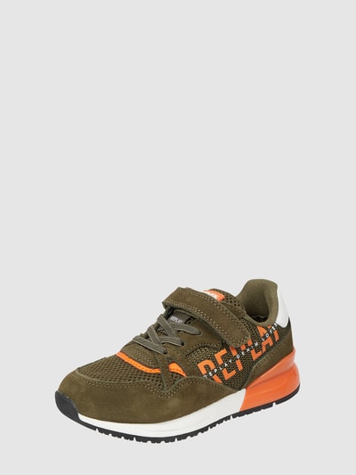 Replay Sneakers van leer en mesh, model 'Shoot' Kaki - 1