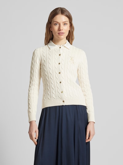 Lauren Ralph Lauren Strickcardigan mit Zopfmuster Modell 'RALHAN' Offwhite 4