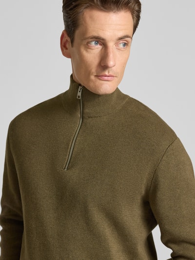 Jack & Jones Premium Schipperstrui met labeldetail, model 'MILANO' Middenbruin - 3