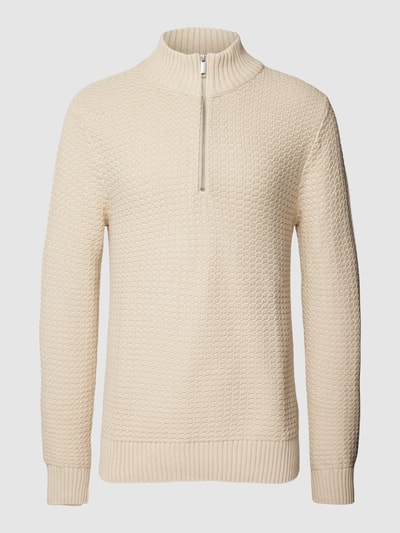 SELECTED HOMME Strickpullover mit Stehkragen und Reißverschluss Modell 'THIM' Offwhite 2