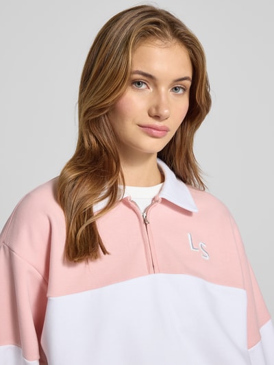 Levi's® Sweatshirt mit kurzem Reißverschluss und Logo-Stitchings Hellrosa 3