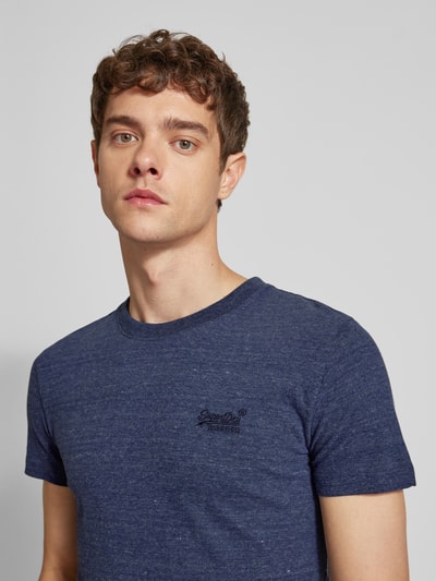 Superdry T-shirt met labelstitching Marineblauw gemêleerd - 3