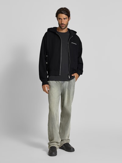 Don´t Waste Culture Sweatjacke mit Kapuze und Logo-Print Modell 'Baelen' Black 1