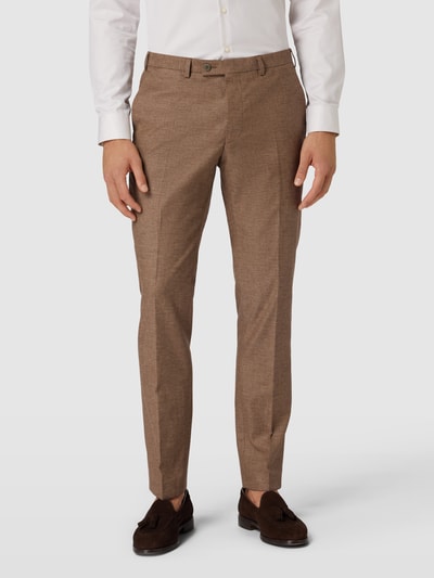DIGEL Spodnie do garnituru o kroju slim fit z zapięciem na guzik model ‘Franco’ Średniobrązowy 4