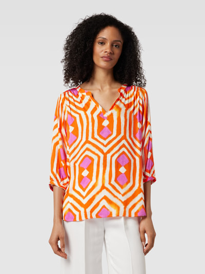 Milano Italy Blouse met grafisch motief, model 'Trible' Oranje - 4